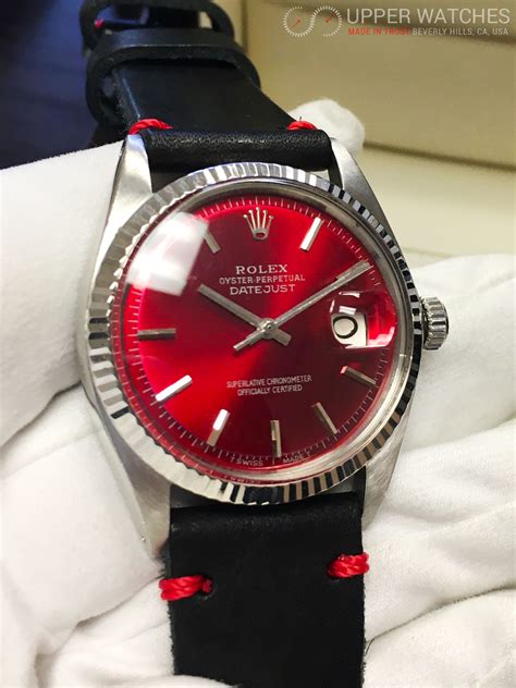 rolex with red date|rolex watch with red dial.